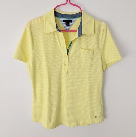 Tommy | Pastel Yellow Polka Dot Polo Like New Sz L - Picture 3 of 7